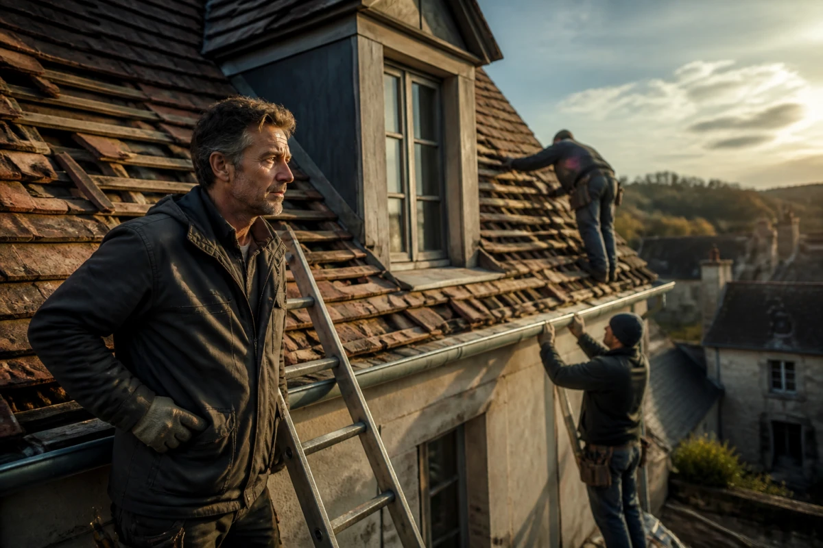 Remplacement tuiles cassées toiture Aubergenville